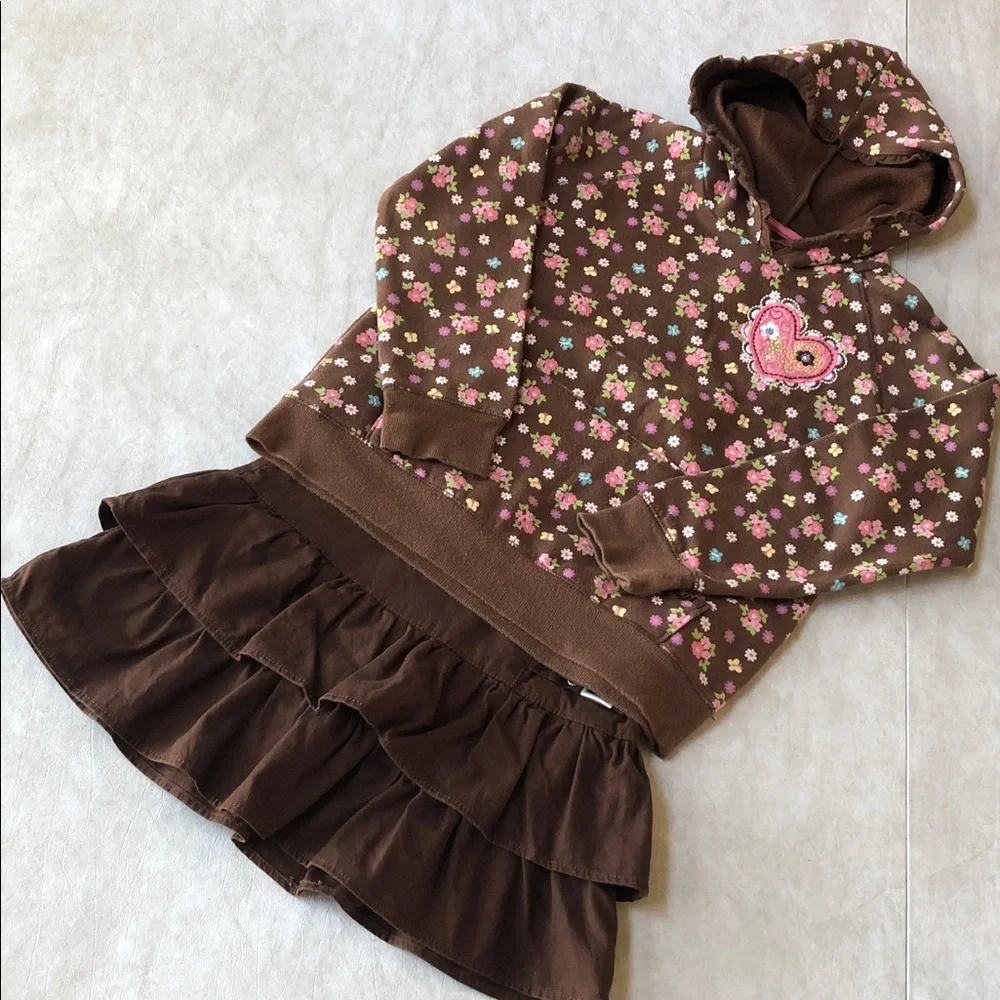 The Children's Place 100% Cotton Tiered Ruffle Skort Adjustable Waist Size 10